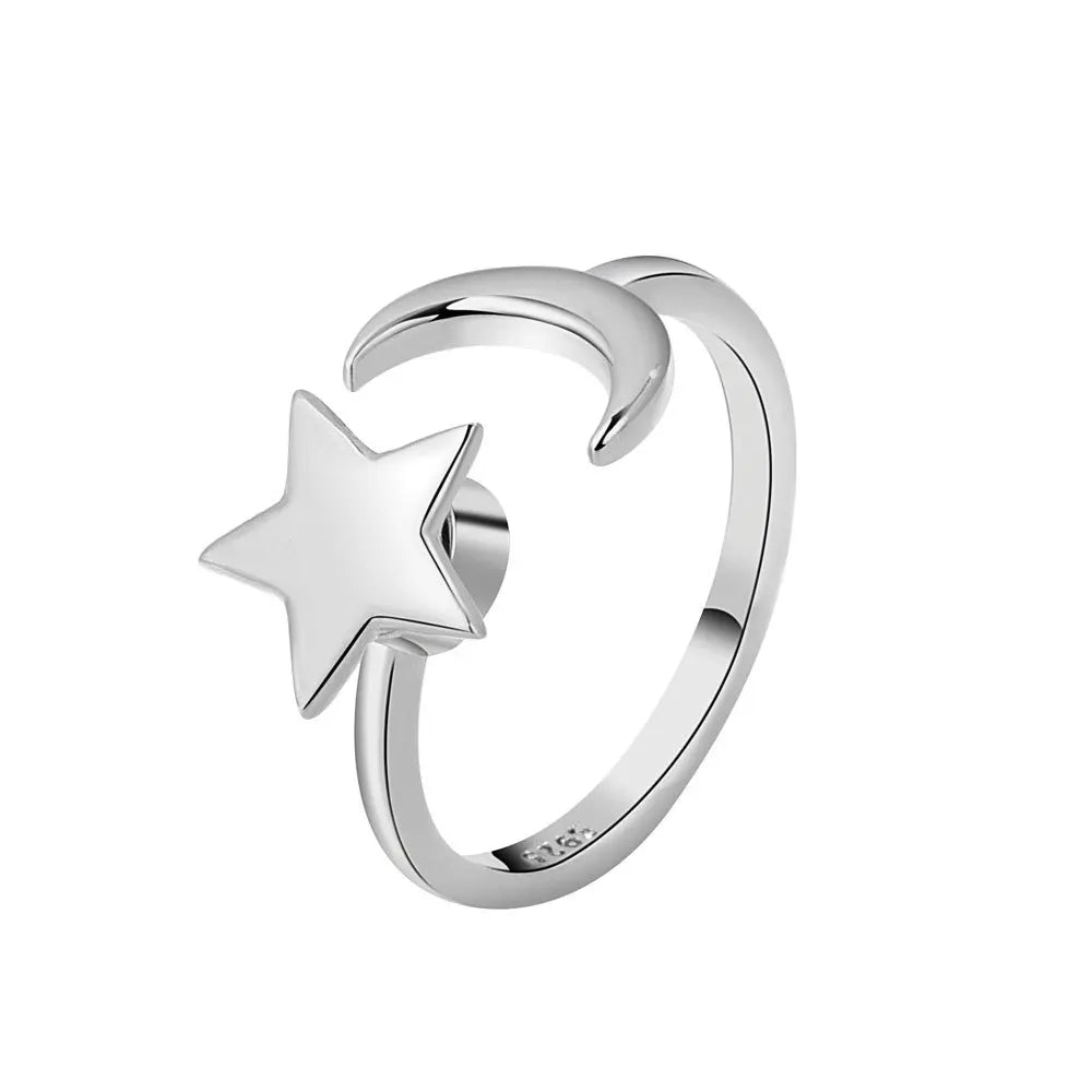 Anti Stress Anxiety Fidget Rings for Women Satinless Steel Spinner Sunflower Sun Star Ring Trendy Jewelry