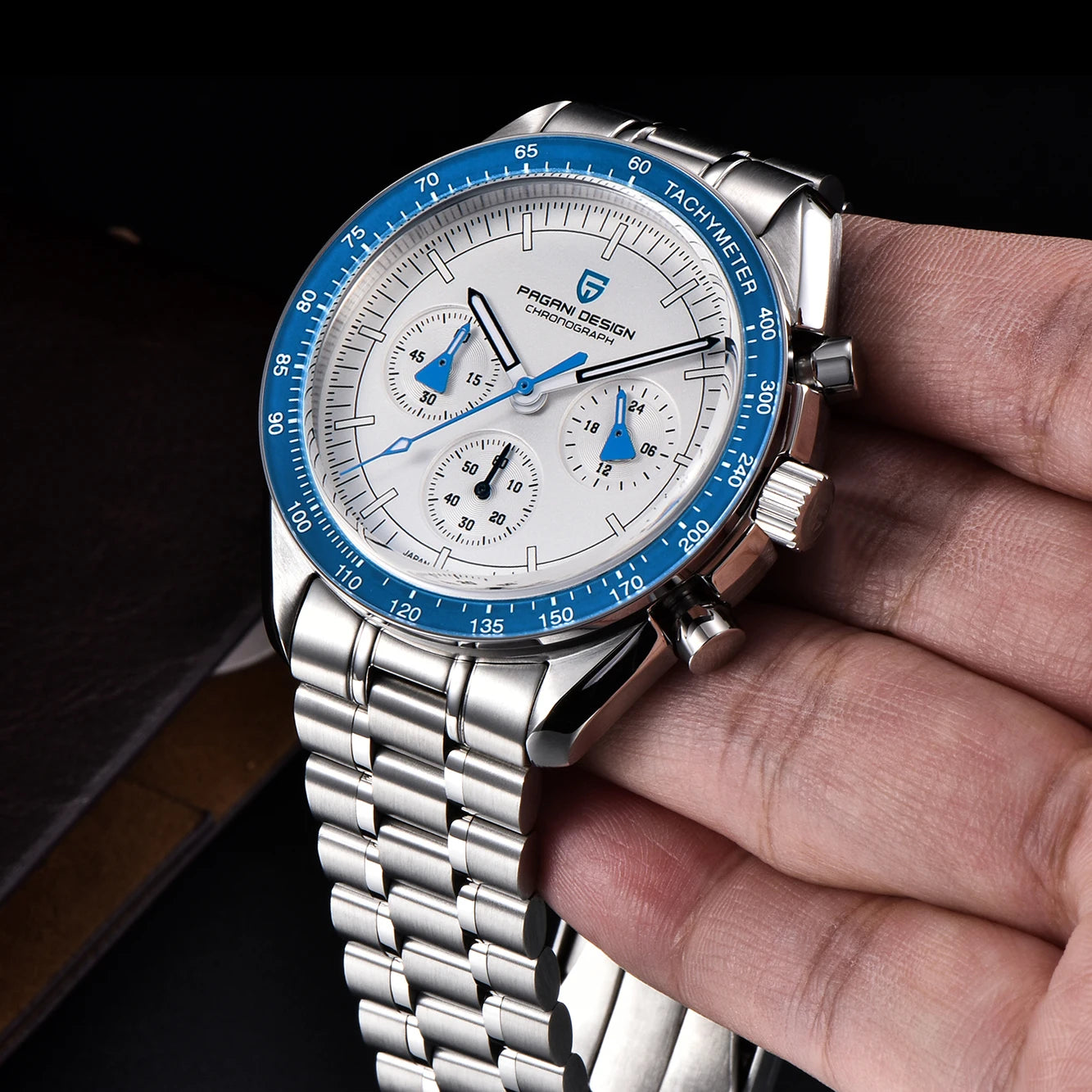 PAGANI DESIGN 2026 New Moon Luxury Quartz Watch For Men Sports Chronograph AR Sapphire crystal Luminous  leisure Wrist watch For Men Local delivery