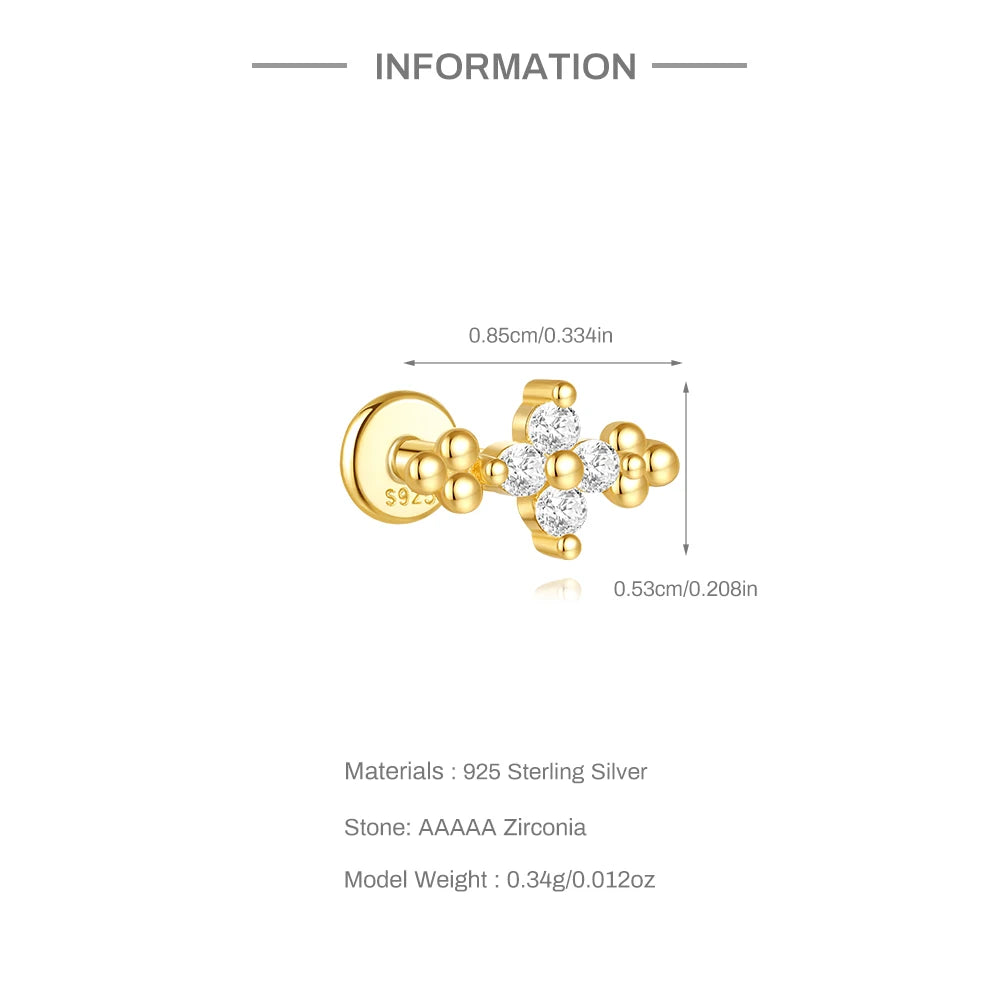925 Sterling Silver Full Ear Dainty Piercing Ear Lobe Stud Earring for Women Helix Flat Earring Ear Bone Studs Fine Jewelry mbzr
