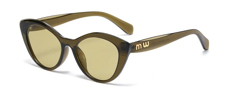 Fashion Cat Eye Women Sunglasses Luxury Brand Designer Black Leopard Small Frame Glasses UV400 Girl Letter Eyewear