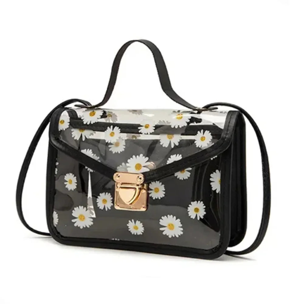 Womens Diagonal Straddle Shoulder Bag Cute Print Small Square Bag Popular Fashion Transparent Crossbody Bag mbzr
