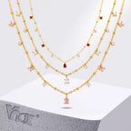 Vnox Sparking Clear Stones Charms Necklaces for Women,Gold Plated CZ Stones Pendant Necklaces,Trendy Jewelry Gifts for Girls