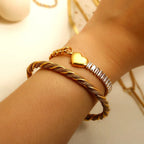Stainless Steel Heart-shaped Ladies Elegant Bracelet  For Women Crystal Bangle