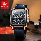 OLEVS 9919 Chronograph Multifunctional Quartz Men's Watch Leather strap 45MM Square Big Dial Leisure Sports TOP Brand Male Watch mbzr