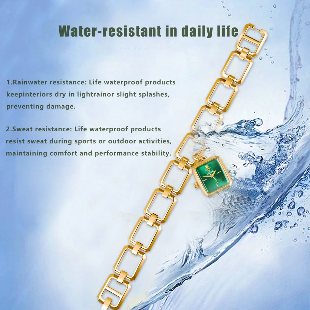 YaLaLuSi Newest Ladies Quartz Watch Ladies Small Watch Gold Case Green Face Luxury Casual Fashion Bracelet