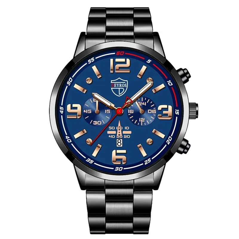 Fashion Mens Stainless Steel Watches Luxury Quartz Wristwatch Calendar Luminous Clock Men Business Casual Watch Reloj Hombre mbzr