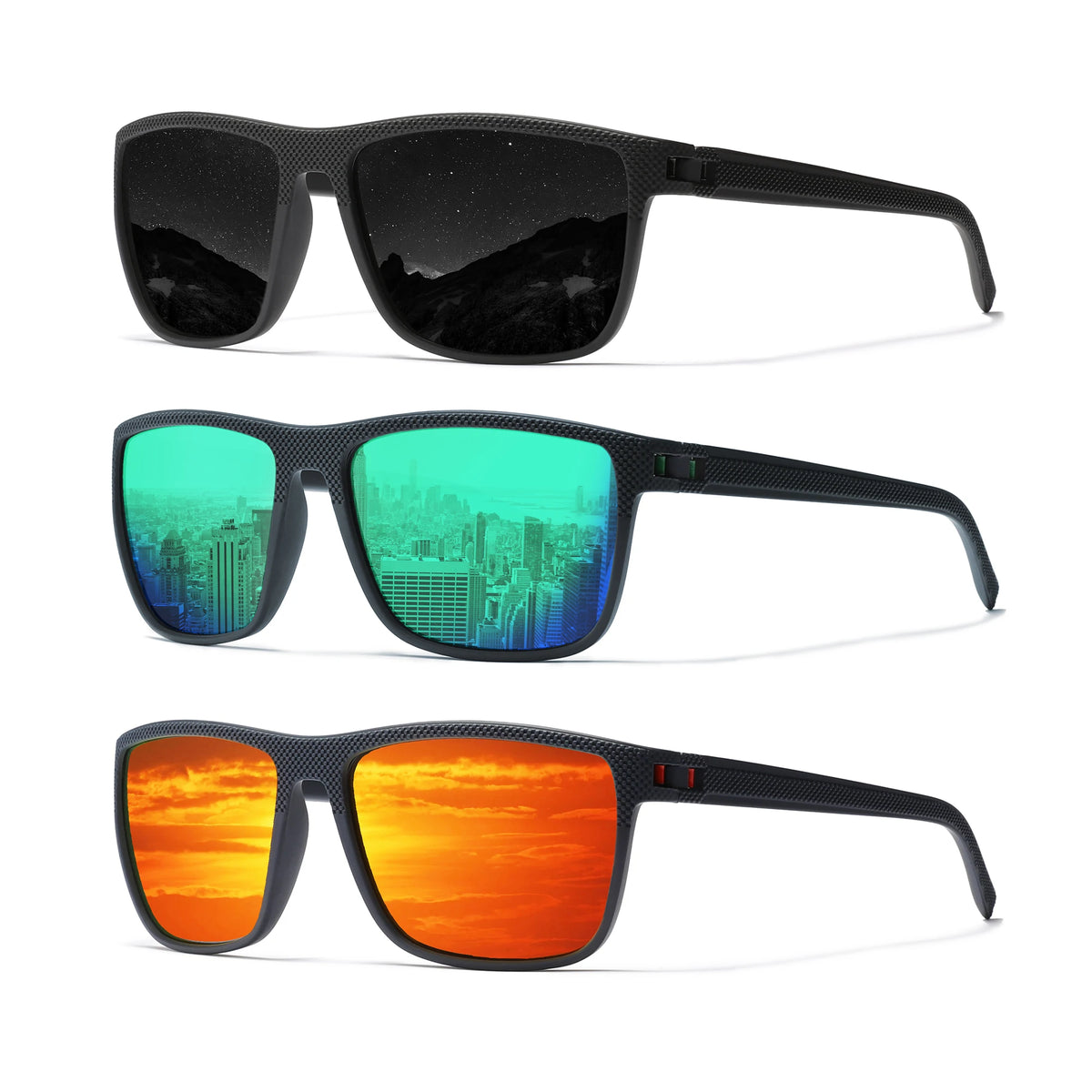 KINGSEVEN 3pcs Sunglasses For Men luxury Polarization High Quality TR90 UV400 Eyewear Eye Protection Glasses