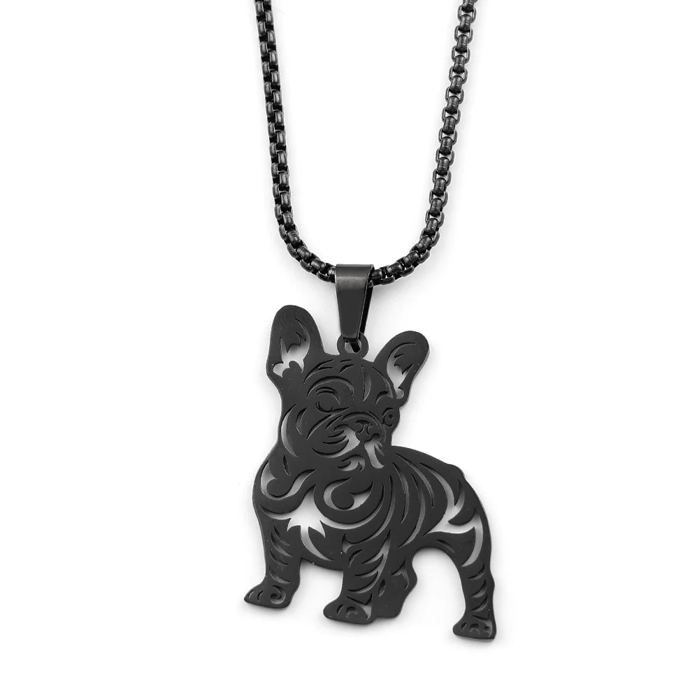 Sweet French Bulldog Chain For Women Men Stainless Steel Silver Color Animal Puppy Pug Dog Lovely Pendant Necklace Jewelry