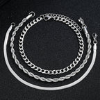 New Arrival Silver Tone Stainless Steel Jewelry Set Unisex Punk Vintage Smooth Ring Necklace Bracelet Waterproof Anti Tarnish Minimal Street Daily Wear Jewelry Gift For Men