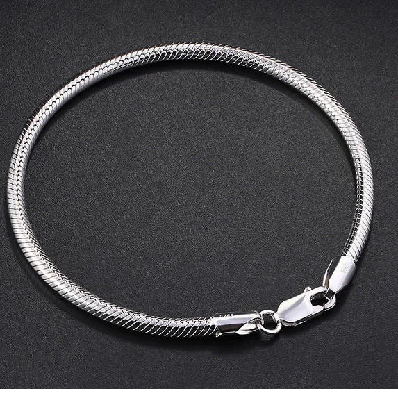 Hot Selling Genuine 100% 925 Sterling Silver 3/4mm Snake Chain Bracelet and Bracelet Women Luxury Bracelet Jewelry 20cm mbzr