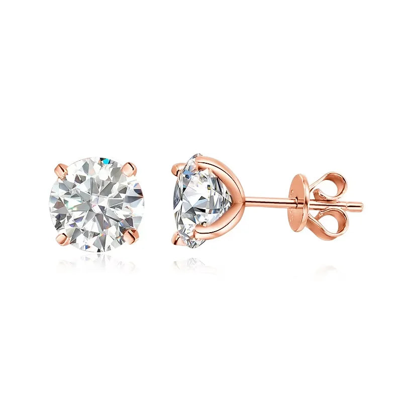 Smyoue 0.2-3CT Moissanite Stud Earrings Rose Gold S925 Silver Lab Diamond Women Wedding Sparkling Jewelry