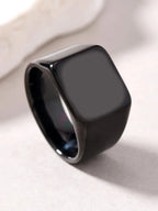 Punk Style Stainless Steel Ring for Men, Unique Square Smooth Finish Titanium Ring, Bold Fashion Statement Jewelry, Stackable Rings, Stacking Rings, Square Shaped Ring, Stackable Finger Rings, Metal Rings