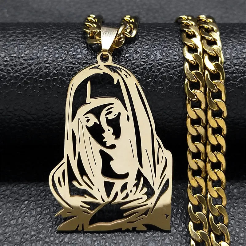 Crown of Thorns Jesus Cross Necklace Stainless Steel Gold Plated Crucifix Pendant Necklaces Jewelry