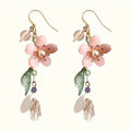 1 Pair Floral Cherry Blossom Drop Earrings For Women Asymmetrical Personalized Party Earrings, Perfect Valentine's Day Gift For mbzr