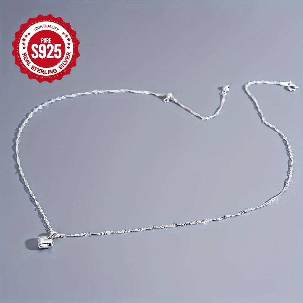 1 S925 sterling silver necklace with heart pendant - long lasting, safe for sensitive skin, nickel free, perfect for daily wear, a great gift for loved ones