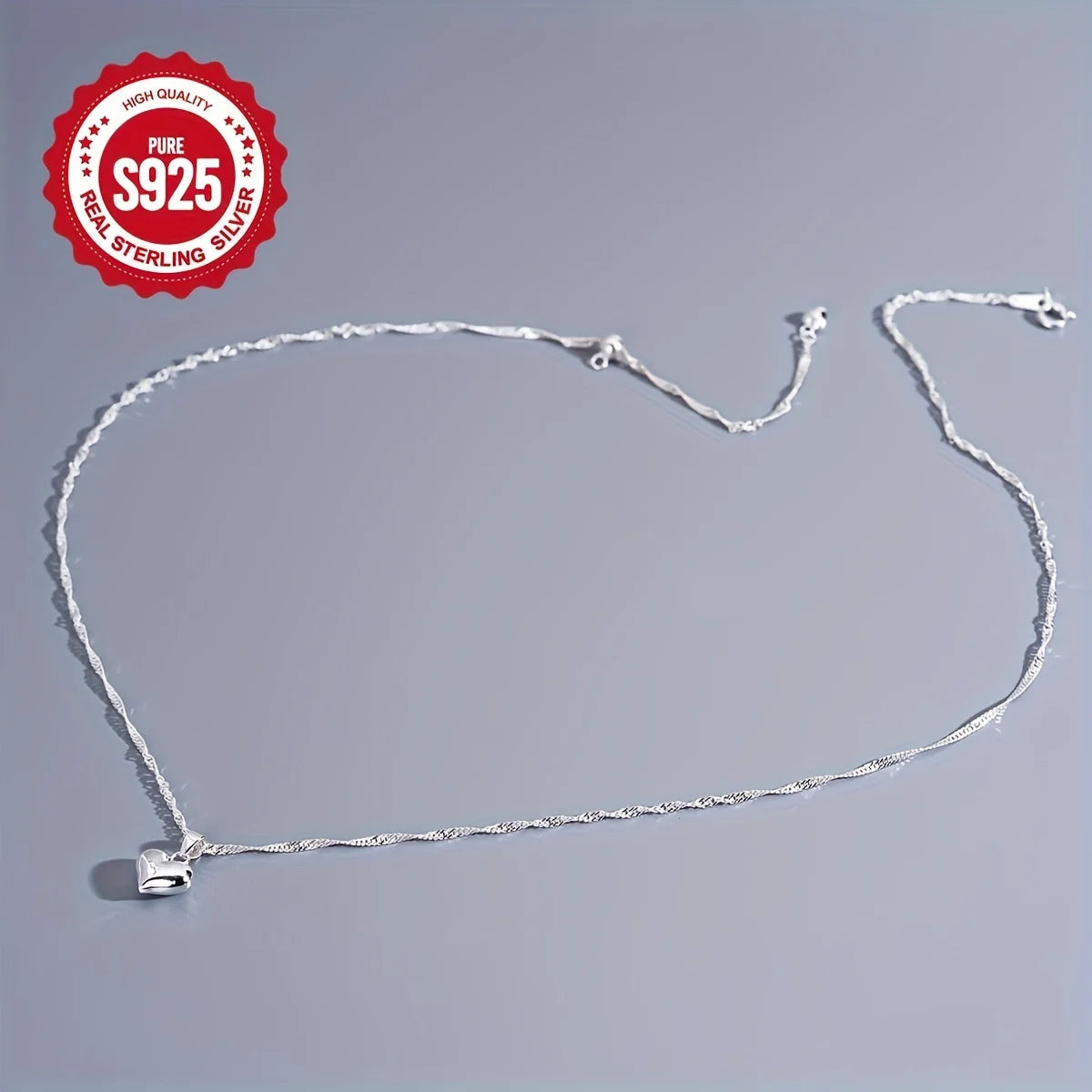1 S925 sterling silver necklace with heart pendant - long lasting, safe for sensitive skin, nickel free, perfect for daily wear, a great gift for loved ones