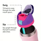 Insulated Stainless Steel Water Bottle with Straw for Sports and Travel, BPA-Free, 24oz, Foggy Tide (Black) mbzr
