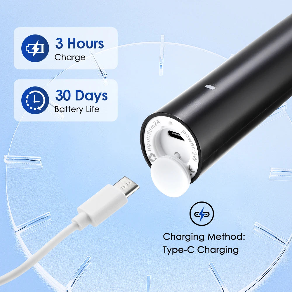 Electric Smart Rotating Timing Toothbrush, Rechargeable Rotary Toothbrush with 4 Heads, 5 Modes Setting Teeth Whitening Oral Car mbzr