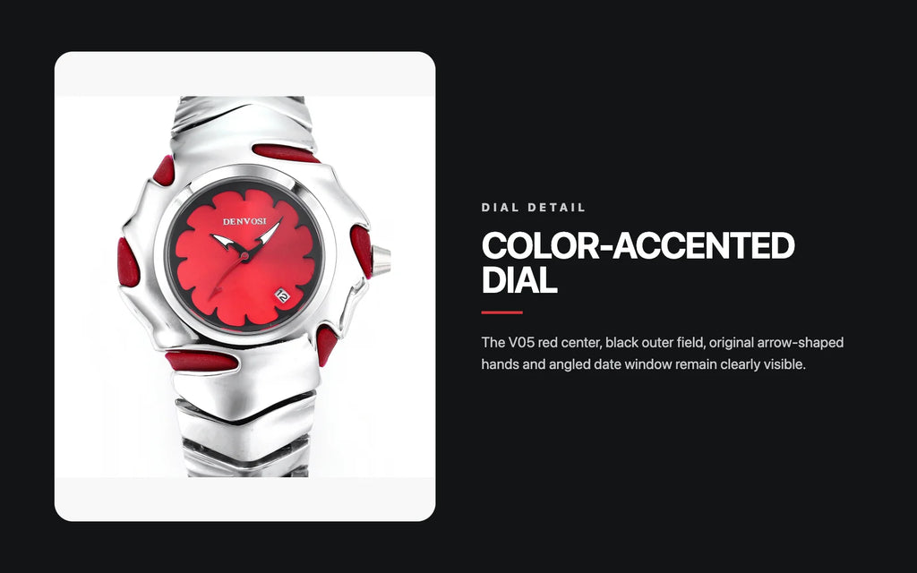 DENVOSI Futuristic Sport Watch Irregular Shark Wave Design Analog Quartz Metal Band for Men and Women