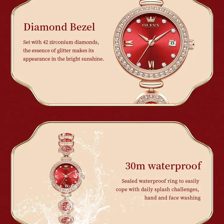 OLEVS 5630 Women Watch Luxury Brand Diamond Watch Date Waterproof Clock Quartz Watch Exclusive Blessing Bracelet Women Watch mbzr
