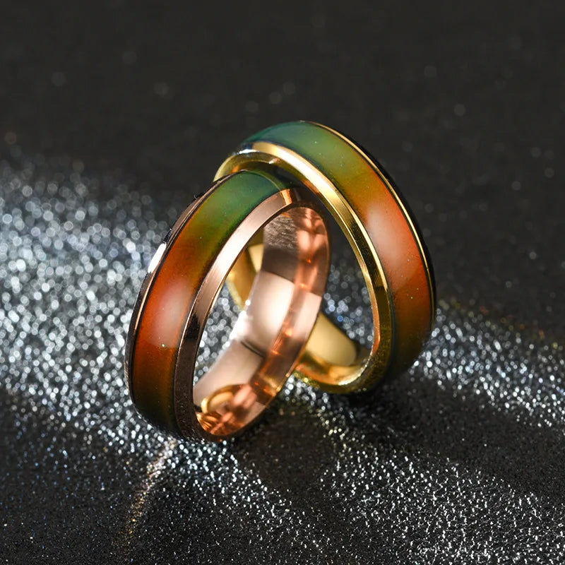 1PCs Changing Color Stainless Steel Rings Women Mood Emotion Feeling Temperature  6MM Width Ring For Men Couples Fashion Jewelry Gift