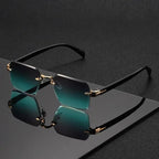 Rimless Rectangle Sunglasses for Women and Men – Fashion Small Square Frameless Shades, Summer Travel UV400 Protection Eyewear, Classic Unisex Oculos mbzr