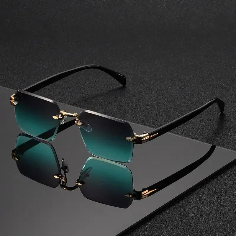 Rimless Rectangle Sunglasses for Women and Men – Fashion Small Square Frameless Shades, Summer Travel UV400 Protection Eyewear, Classic Unisex Oculos mbzr