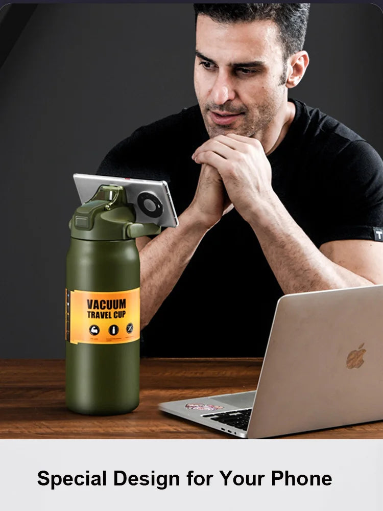 Portable Thermos with Straw 304 Stainless Steel Thermal Mug Tumbler Coffee Cup Sports Vacuum Flasks Cold and Hot Water Bottle mbzr