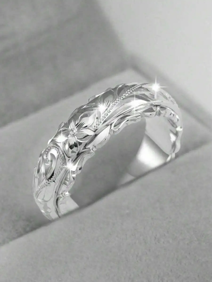 1pc Elegant Flower Design Ring, Gift For Women, Suitable For Wedding, Engagement, Anniversary, Party And Other Occasions