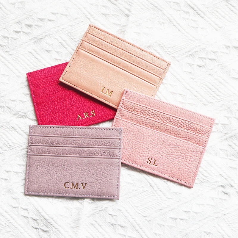 Cowhide Card Holder Woman Man Fashion Slim Mini Card Bag Genuine Leather Engrave Name Luxury Casual Purse
