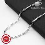 925 Sterling Silver Fashion Box Chain Necklace, Suitable for Men and Women, Multiple Chain Sizes, Stackable, Perfect for Valentine's Day, Mother's Day, Birthday Party Gifts for Him/Her/Girlfriend