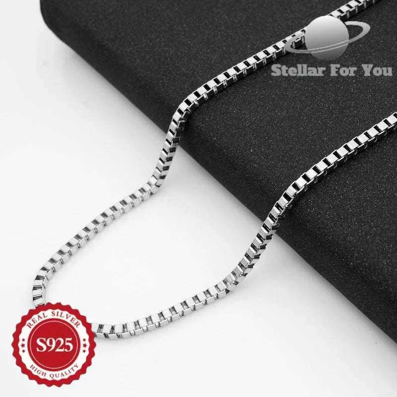 925 Sterling Silver Fashion Box Chain Necklace, Suitable for Men and Women, Multiple Chain Sizes, Stackable, Perfect for Valentine's Day, Mother's Day, Birthday Party Gifts for Him/Her/Girlfriend