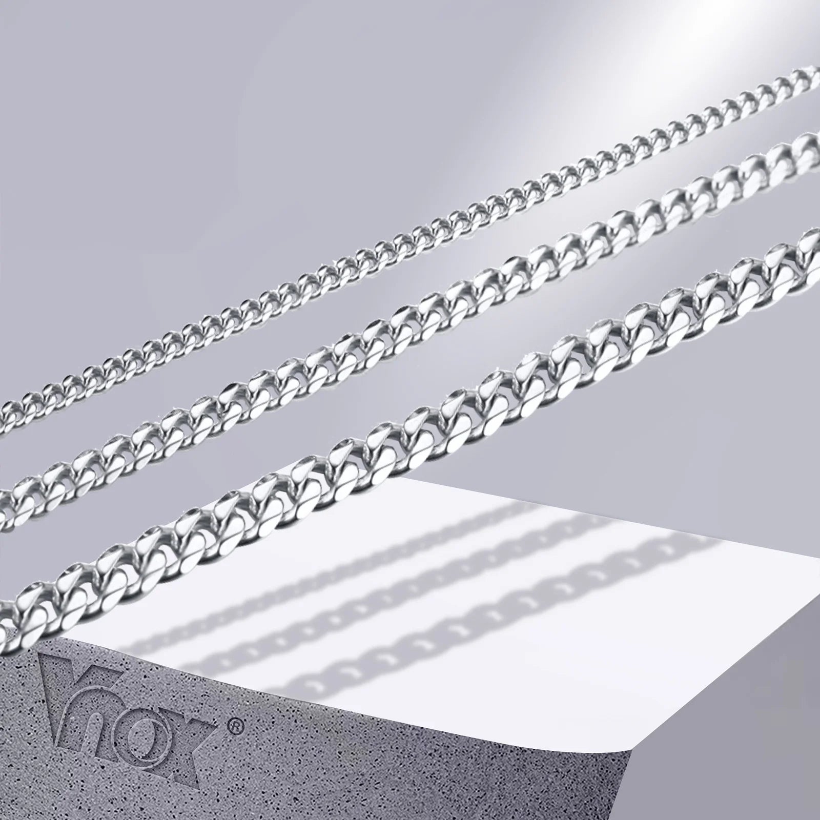 Vnox Men Simple 3-11mm Stainless Steel Cuban Link Chain Necklaces for Male Jewelry Solid Black Gold Color Gifts Miami Curb Chain