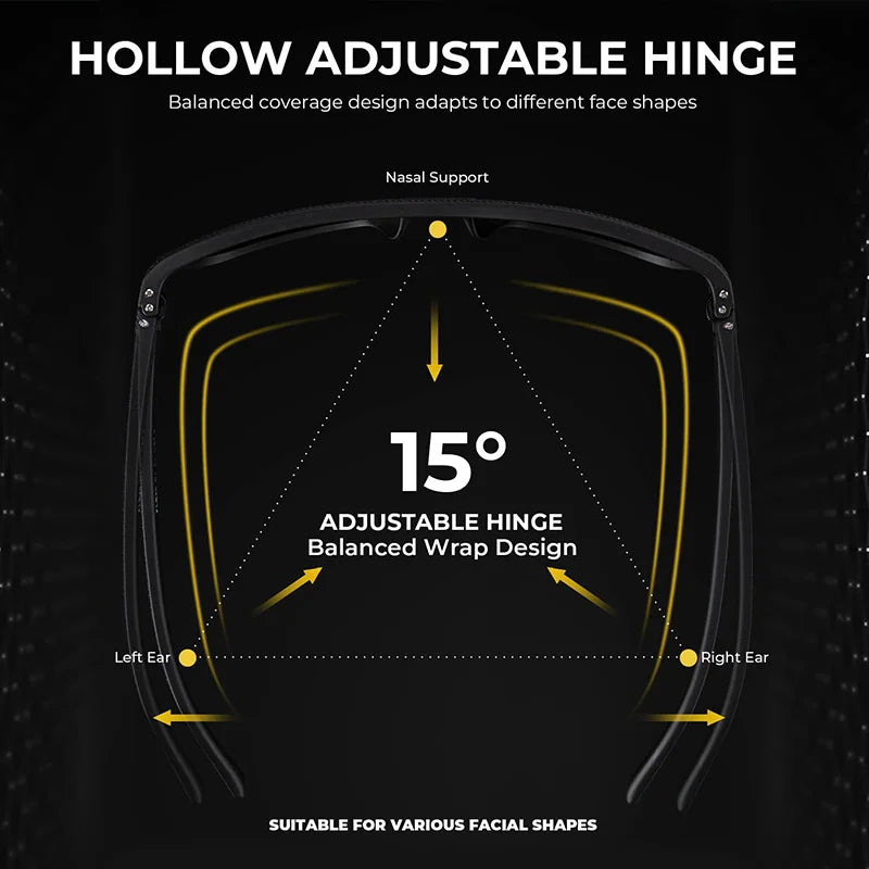 Premium Square Polarized Sunglasses - Spring Hinge Design, Comfort Fit for Cycling, Fishing, Beach & Daily Wear