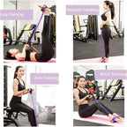 Multi-Functional Fitness Resistance Band Set - 4 tubes of elastic yoga pedal pull bands and fitness bands with handles for total body training, abdominal/lower back/arms/legs weight loss and stretching mbzr