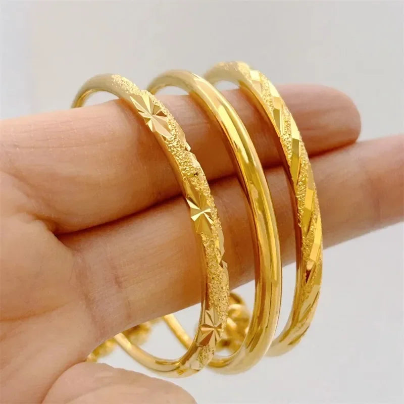 Size Adjustable Babies Stainless Steel Bell Bangles for Kids Girls Gold Color Rain Star Smooth Bracelets Jewelry Accessories