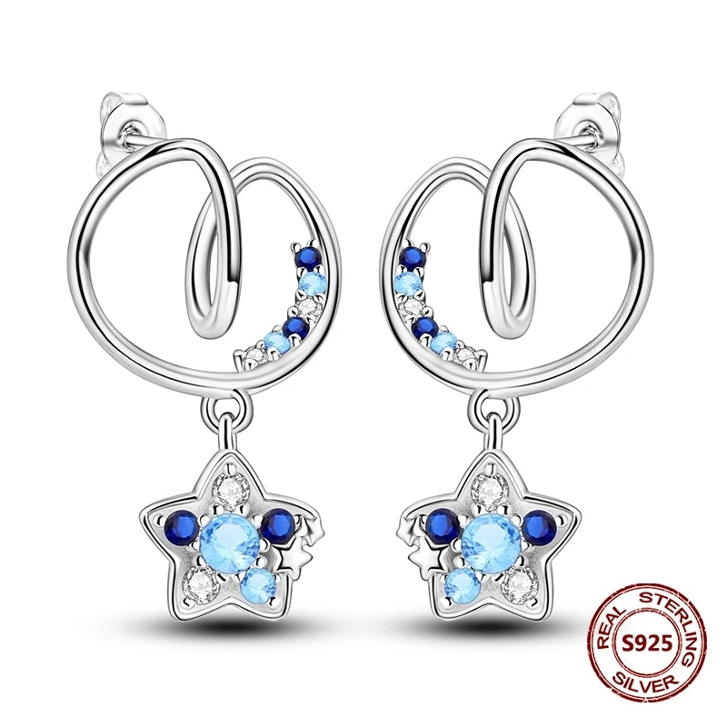 Fine Jewelry 925 Silver Rose Gold Plated Zircon Sparklin Hoop Earrings For Women mbzr