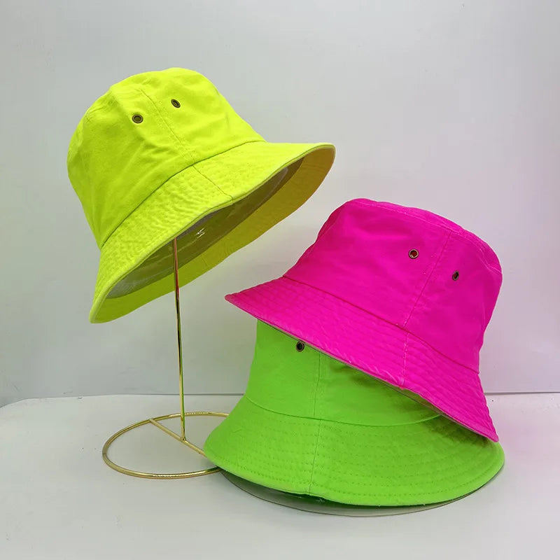 Fluorescent Bucket Hat Four Seasons Fashion Trendy Candy Colored Bucket Hat Unisex
