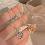 Simple Irregular Hollow Crystal Copper Pendant Necklace Fashion Stainless Steel Clavicle Chain Jewelry Trendy Women Accessories