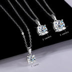 Fashion New S925 Sterling Silver Moissanite Pendant for Women Collarbone Chain 1-3 Carats Four Claw Simple Necklace Wholesale