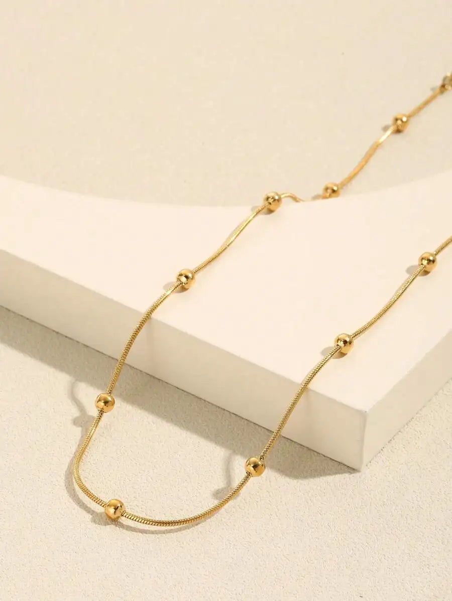 1pc Graduation Season and Mothers Day Stainless Steel Beaded Chain Necklace