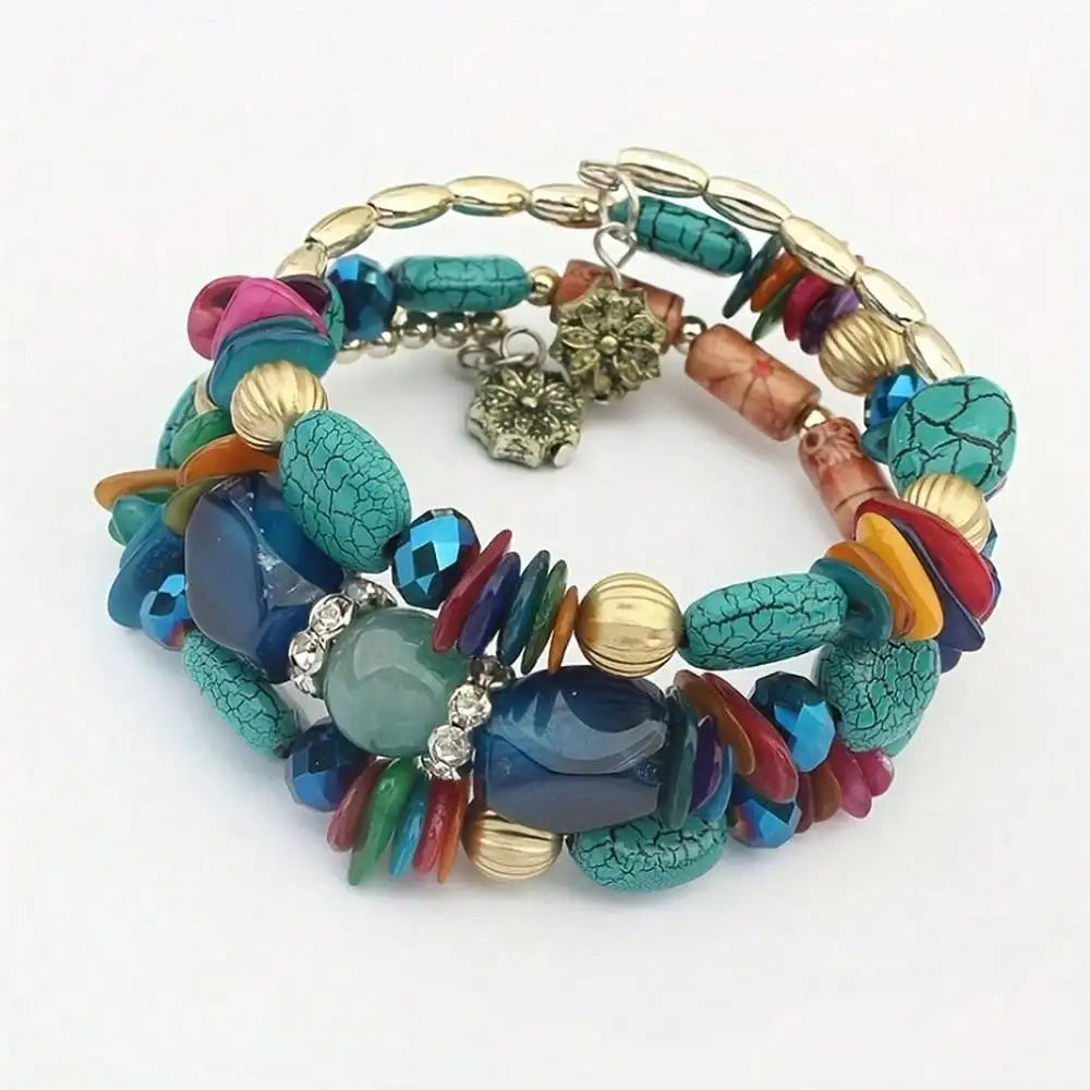 Multi-Layered Irregular Natural Agate Beads Bohemian Charming Bracelet - Vintage-Inspired Yoga Jewelry For Women - Perfect Gift For Girlfriend, Family, Friends, Birthdays, Festivals, And Anniversaries With Small, Delicate, An