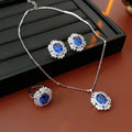Medium Vintage Inlaid Rhinestone Three-piece Jewelry Set Oval Ring Earring Light Luxury Fashion Necklace Accessories Set mbzr