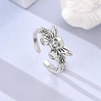 Retro-Style 925 Sterling Silver Open Ring – Hollow Skull & Butterfly, Punk Jewelry Accessory for Women mbzr
