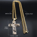 Crown of Thorns Jesus Cross Necklace Stainless Steel Gold Plated Crucifix Pendant Necklaces Jewelry