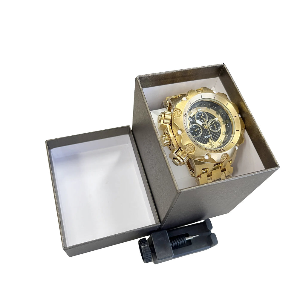YaLaLuSi Men's Fashion Waterproof Sport Watch Gold Strap Luxury Multifunctional Atmospheric Dial Practical Free Shipping mbzr