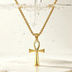 Egyptian Ankh Cross Pendant Necklace for Men Women, Stainless Steel Box Chain Ankh Symbol Necklace, Waterproof Hypoallergenic Non Tarnish Ancient Egypt Life Symbol Jewelry Gift