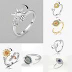 Anti Stress Anxiety Fidget Rings for Women Satinless Steel Spinner Sunflower Sun Star Ring Trendy Jewelry