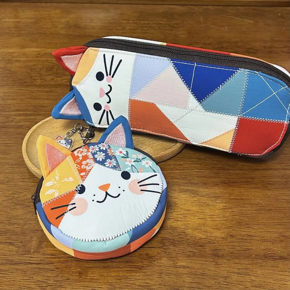 Waterproof Patchwork Coin Purse Cat Zipper Design Makeup Bag Travel Storage Bag Home Travel mbzr