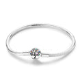 925 Sterling Silver Bracelets 17-20CM Original Golden Sparkling Heart Shaped Bracelet Fit DIY Charms Beads Fashion Women Jewelry mbzr